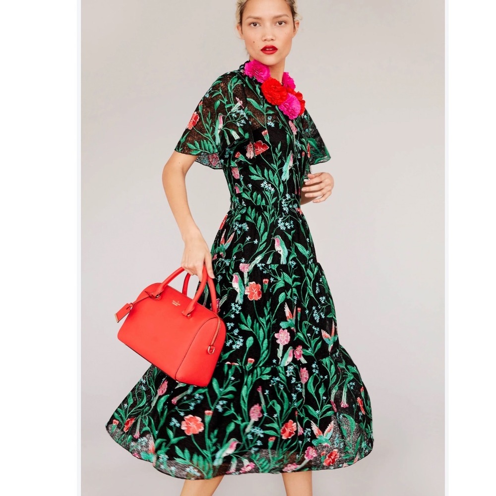 Kate Spade Jardin Embroidered Lace Midi Dress 12